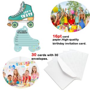 Mingdcdc Let’s Skate Greeting Card - Roller Skating Birthday Thank You Card, Skating Party, Skating Birthday Invitation, Cards & Gifts, 4.3 x 4.4Inch, 30 Cards, 30 White Envelopes(MD011)