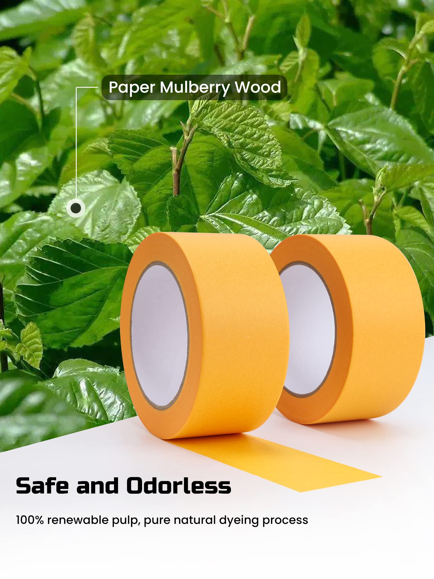 Lichamp 2 Pack 2 inch Yellow Painters Tape, Orange Masking Tape, 1.9 inch x 55 Yard x 2 roll, 0220YL(Total 110 Yards)