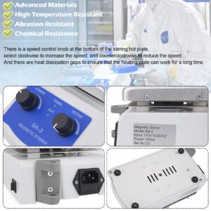 Magnetic Stirrer Hot Plate Mixer 1000ml Stirring Capacity Magnetic Hotplate Stirrer SH-2 Magnetic Stirrer Lab Hotplate Magnetic Stirrer Heater Max 520°F 100-2000 RPM