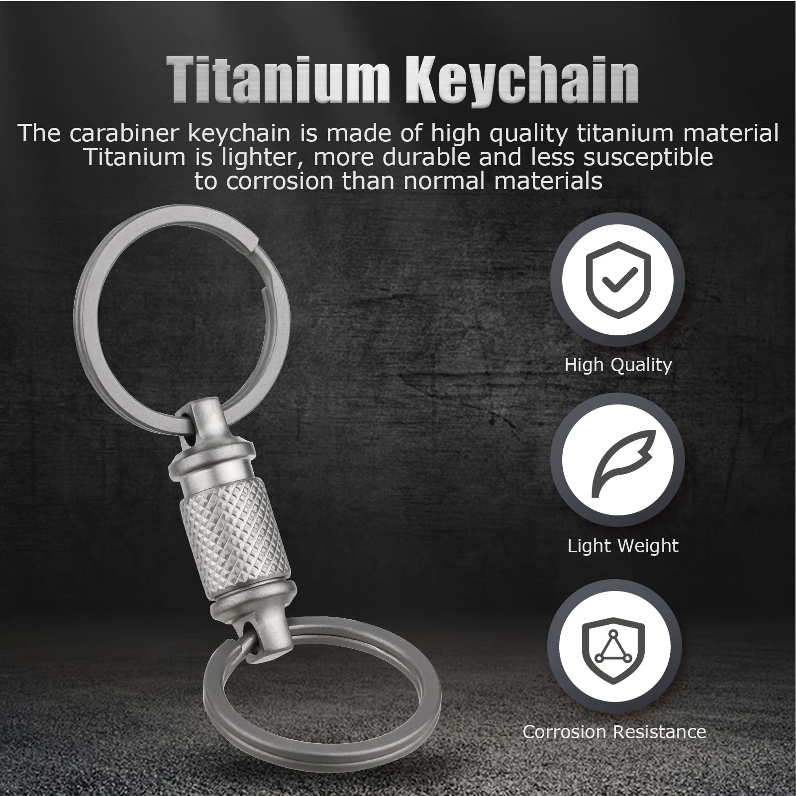 Titanium Quick Release Keychain with 2 Titanium Key Rings, Detachable Key Ring Swivel Key Holder Anti-Slip Design UIInosoo for Double-End Pull Apart Keys Easily