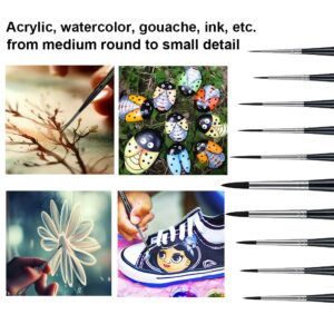 Transon 10pcs Small Detail Miniature Model Painting Brush Set for Acrylic Watercolor Gouache Ink Tempera and Body Painting