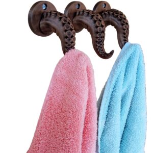 3 Piece Tentacle Hook Set Octopus Hangers Towel hooks antique bronze finish