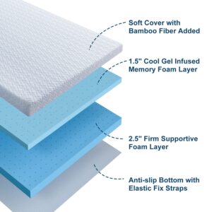 Maxzzz 4 Inch Mattress Topper King - Cool Gel Memory Foam Mattress Topper Extra Firm Bed Topper with Cover, Hard Mattress Topper for Back Relax, CertiPUR-US Certified