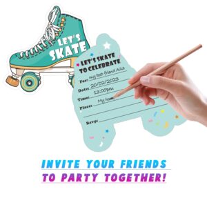 Mingdcdc Let’s Skate Greeting Card - Roller Skating Birthday Thank You Card, Skating Party, Skating Birthday Invitation, Cards & Gifts, 4.3 x 4.4Inch, 30 Cards, 30 White Envelopes(MD011)