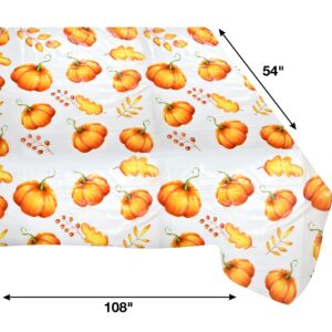 Gift Boutique 6 Disposable Thanksgiving Pumpkin Tablecloths 54" X 108" Rectangle Fall Harvest Autumn Leaves Plastic Table Cover Party Supplies Decor