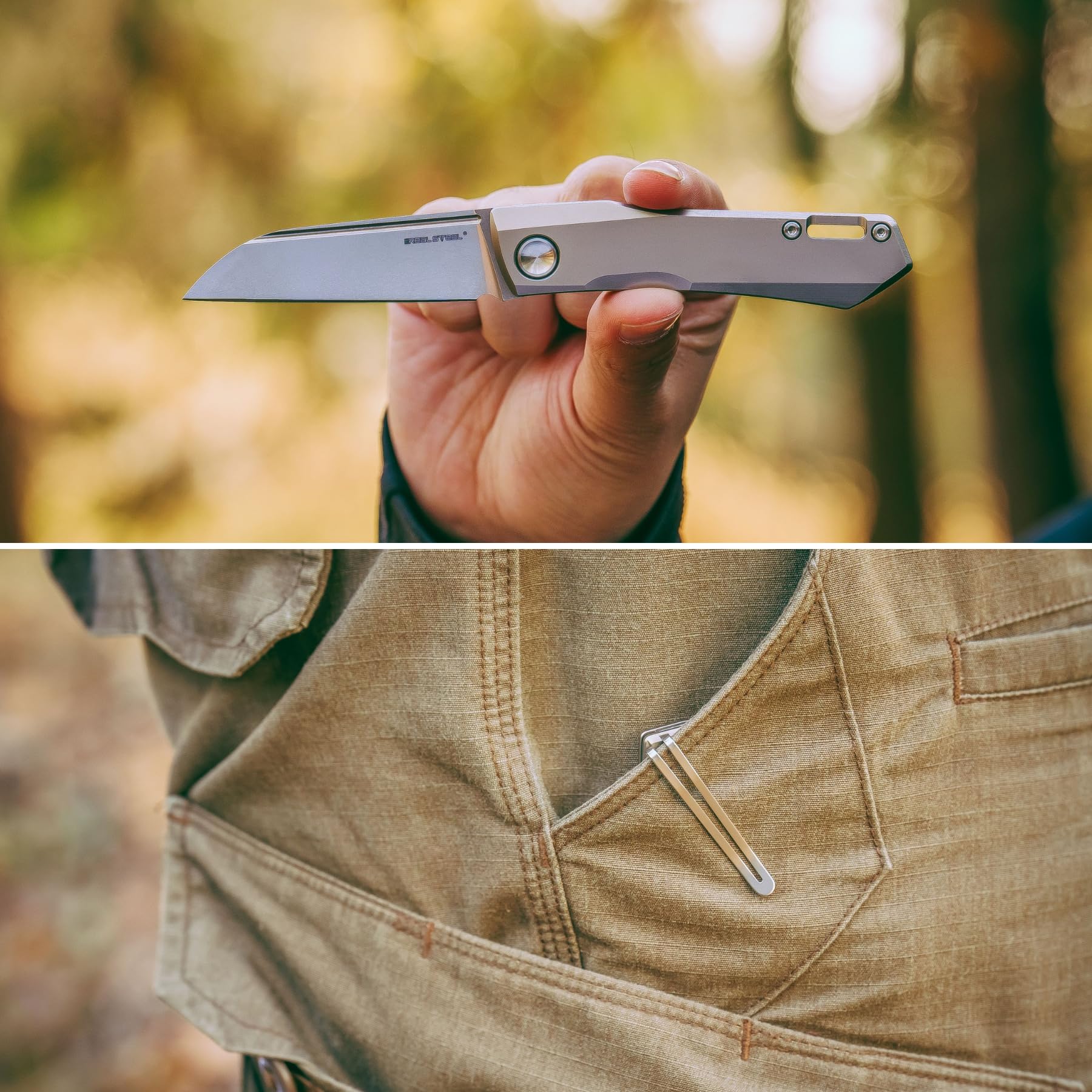 Real Steel Solis Slipjoint Folding Pocket Knife: Bohler N690 Beadblast Blade and Titanium TC4 Handle for Unmatched Versatility - Your Go-To EDC Companion for Outdoor Adventures and Everyday Use (Sliver hardware/Beadblast)