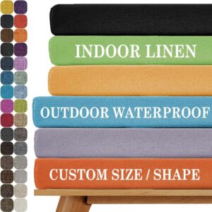 ywamzdz custom bench cushions for indoor furniture, bay window seat cushions indoor, 75d high-resilience foam pads with non-slip bottom, 6 fabrics/100+ colors available, for piano bench cushion