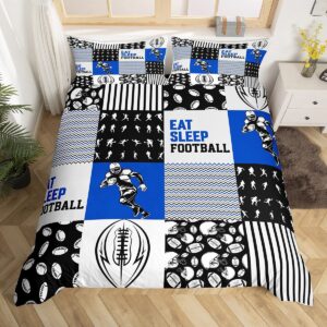 erosebridal football bedding sets full size,football player duvet cover for teens adult,ball game patchwork comforter cover for gift,geometry eat sleep football artwork bed sets with 2 pillowcases