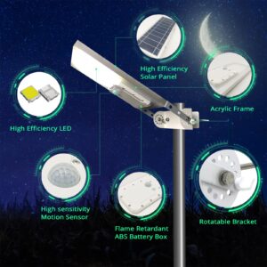 Mii-PWR Outdoor Solar Lights for Yard Waterproof IP65 Motion Sensor Auto ON Off Dusk to Dawn LED Street Light for Outside Backyard Garden Deck Patio Driveway Pathway…