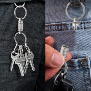 Titanium Quick Release Keychain with 2 Titanium Key Rings, Detachable Key Ring Swivel Key Holder Anti-Slip Design UIInosoo for Double-End Pull Apart Keys Easily