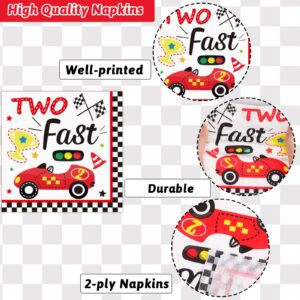 96pcs Two Fast Plates and Napkins Race Car Party Decorations Racing 2 fast Party Plates and Napkins Set Racing Sports Themed Dinnerware for Two Fast Kids Boys Birthday Supplies Favors, Serve 24