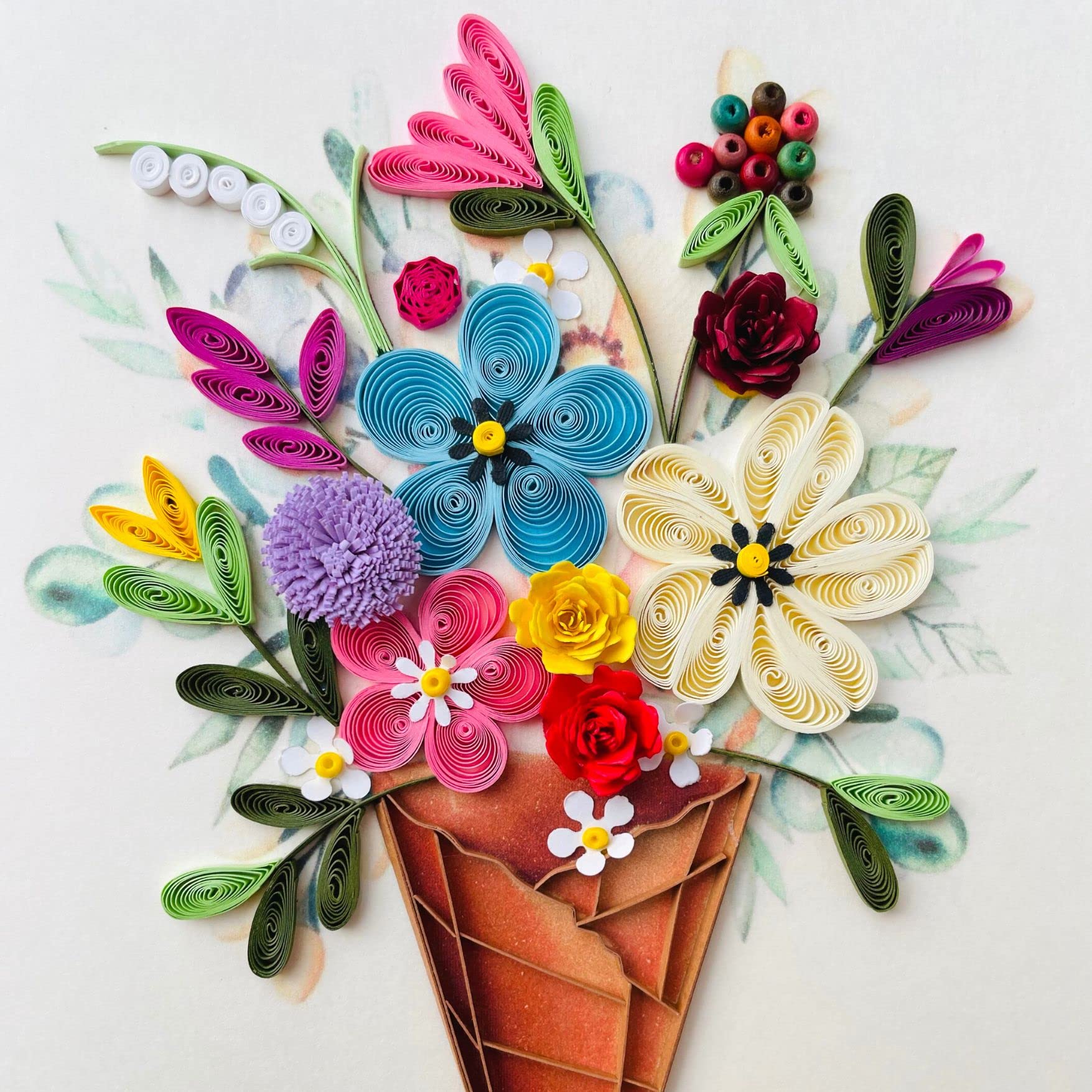 Quilling Card 3D Greeting Cards, handmade birthday card, handcrafted cards for all occasions, flower bundle