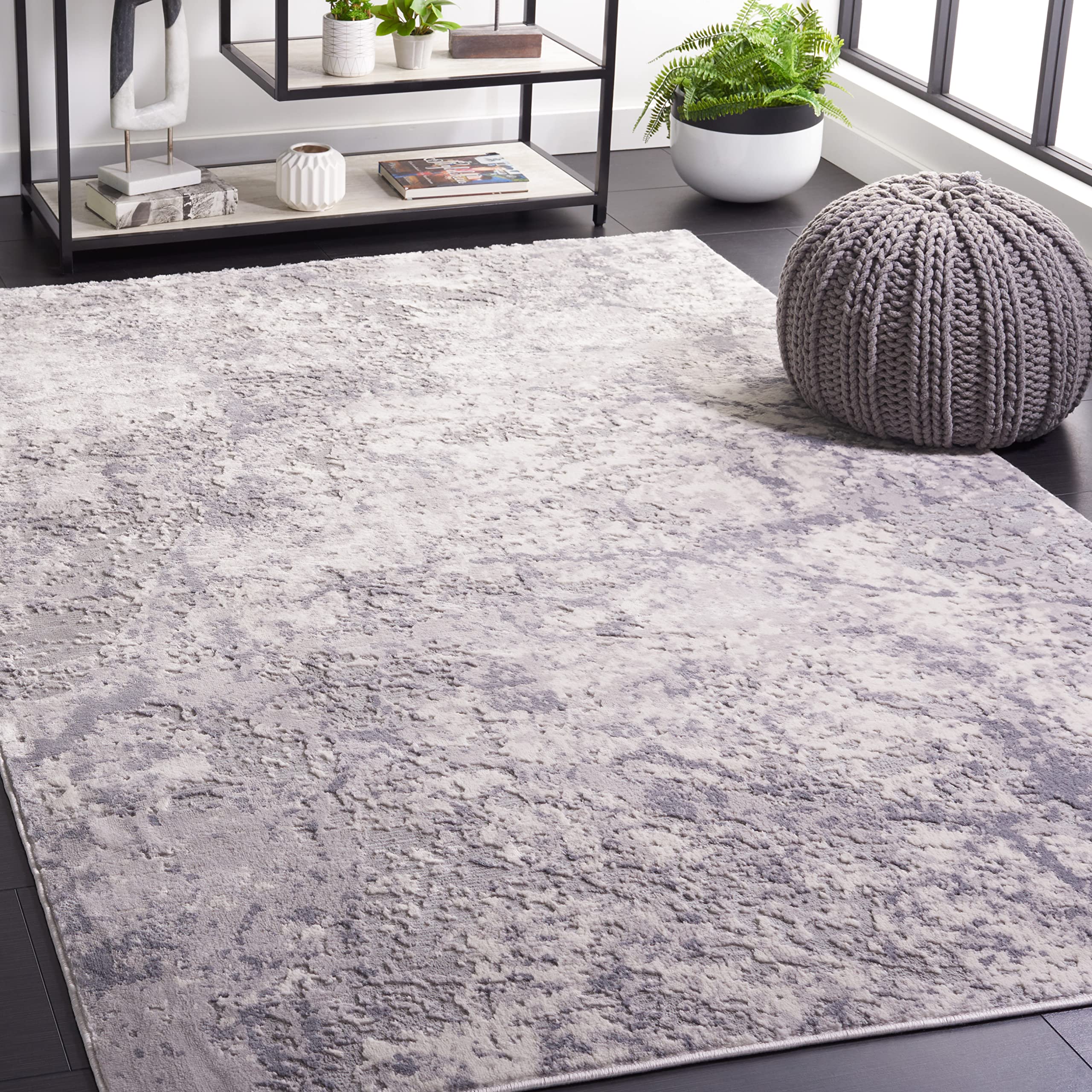 SAFAVIEH Eternal Collection Area Rug - 8' x 10', Light Grey & Grey, Modern Abstract Design, Non-Shedding & Easy Care, Ideal for High Traffic Areas in Living Room, Bedroom (ETL230H)