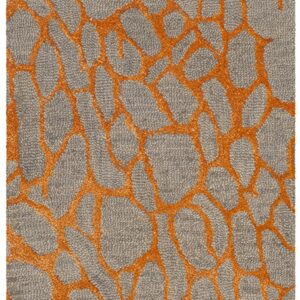 SAFAVIEH Blossom Collection Runner Rug - 2'3" x 6', Grey & Orange, Handmade Wool & Viscose, Ideal for High Traffic Areas in Living Room, Bedroom (BLM695C)