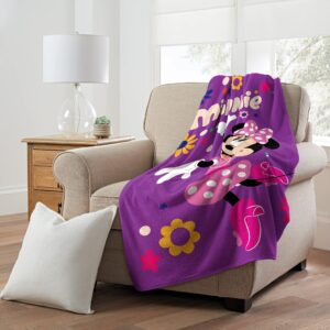 Northwest Minnie Mouse Micro Raschel Throw Blanket, 46" x 60", Falling Flowers