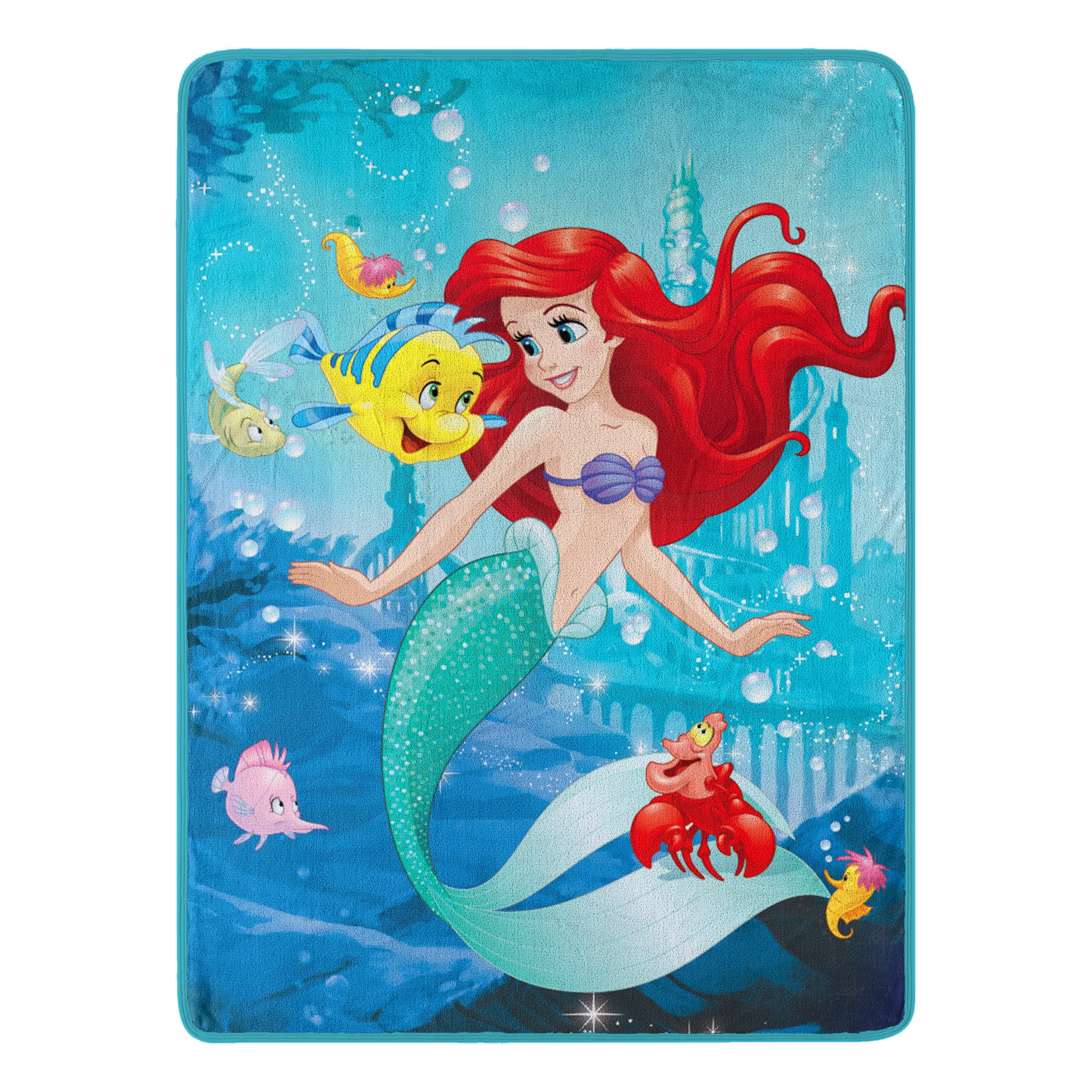 Northwest Little Mermaid/Ariel Micro Raschel Throw Blanket, 46" x 60", Floatie Friends