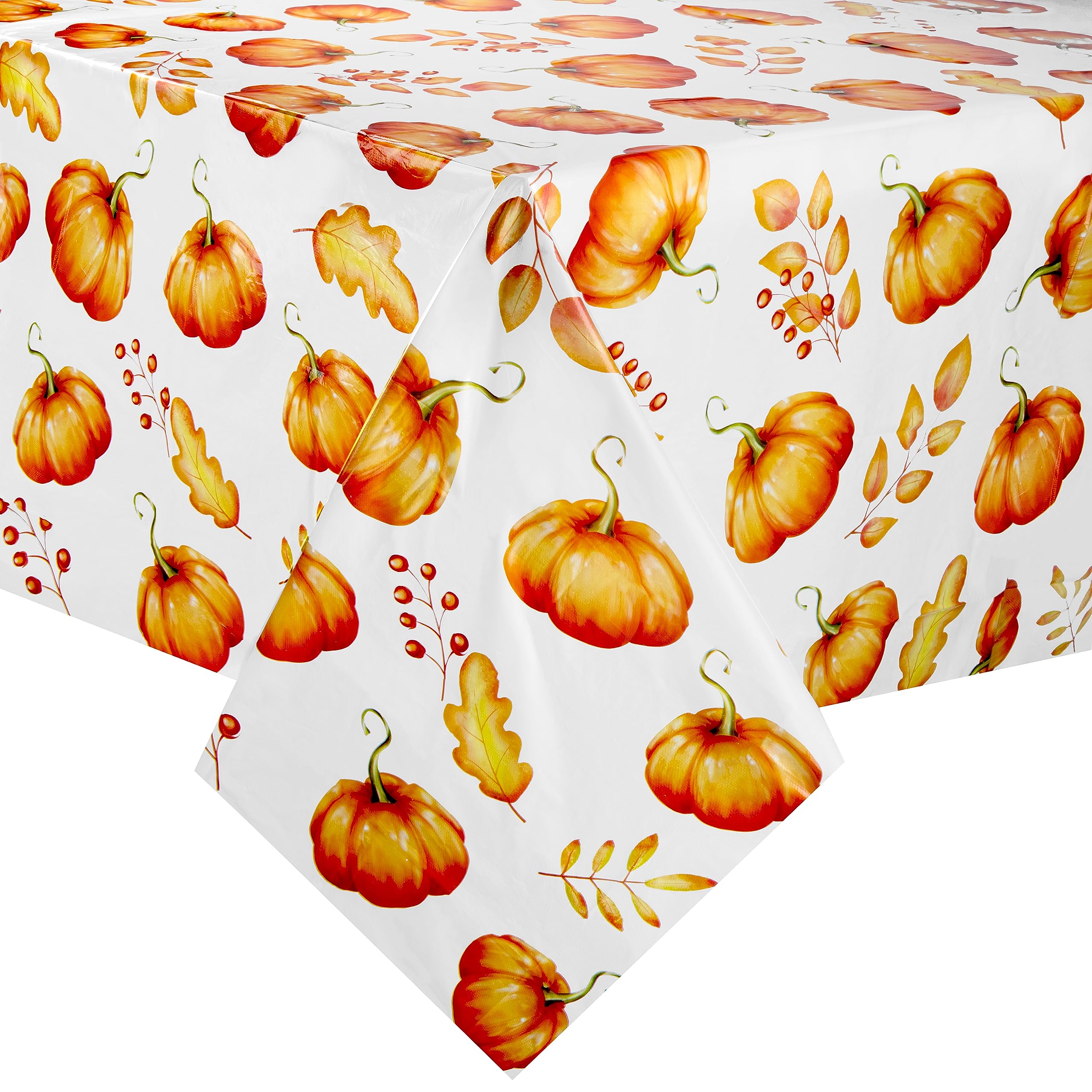 Gift Boutique 6 Disposable Thanksgiving Pumpkin Tablecloths 54" X 108" Rectangle Fall Harvest Autumn Leaves Plastic Table Cover Party Supplies Decor