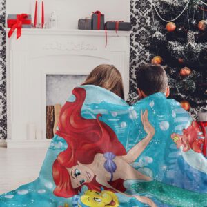 Northwest Little Mermaid/Ariel Micro Raschel Throw Blanket, 46" x 60", Floatie Friends