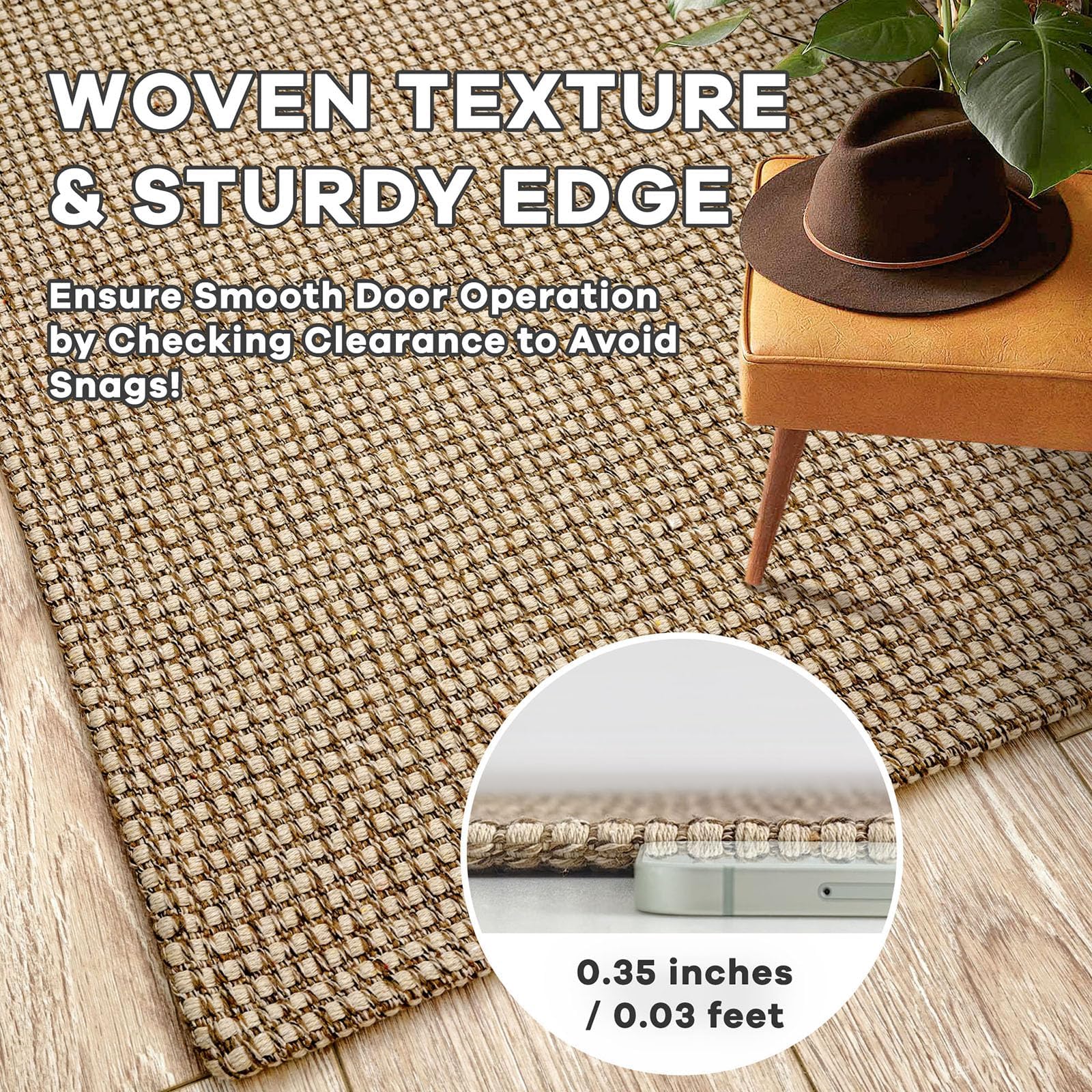 IOHOUZE Small Area Rug 2'x3' Washable Boho Rugs for Entryway Rubber Backing Kitchen Rugs Indoor Outdoor Doormat Throw Rug Floor Carpet for Entrance Kitchen Bathroom, Tan/Brown