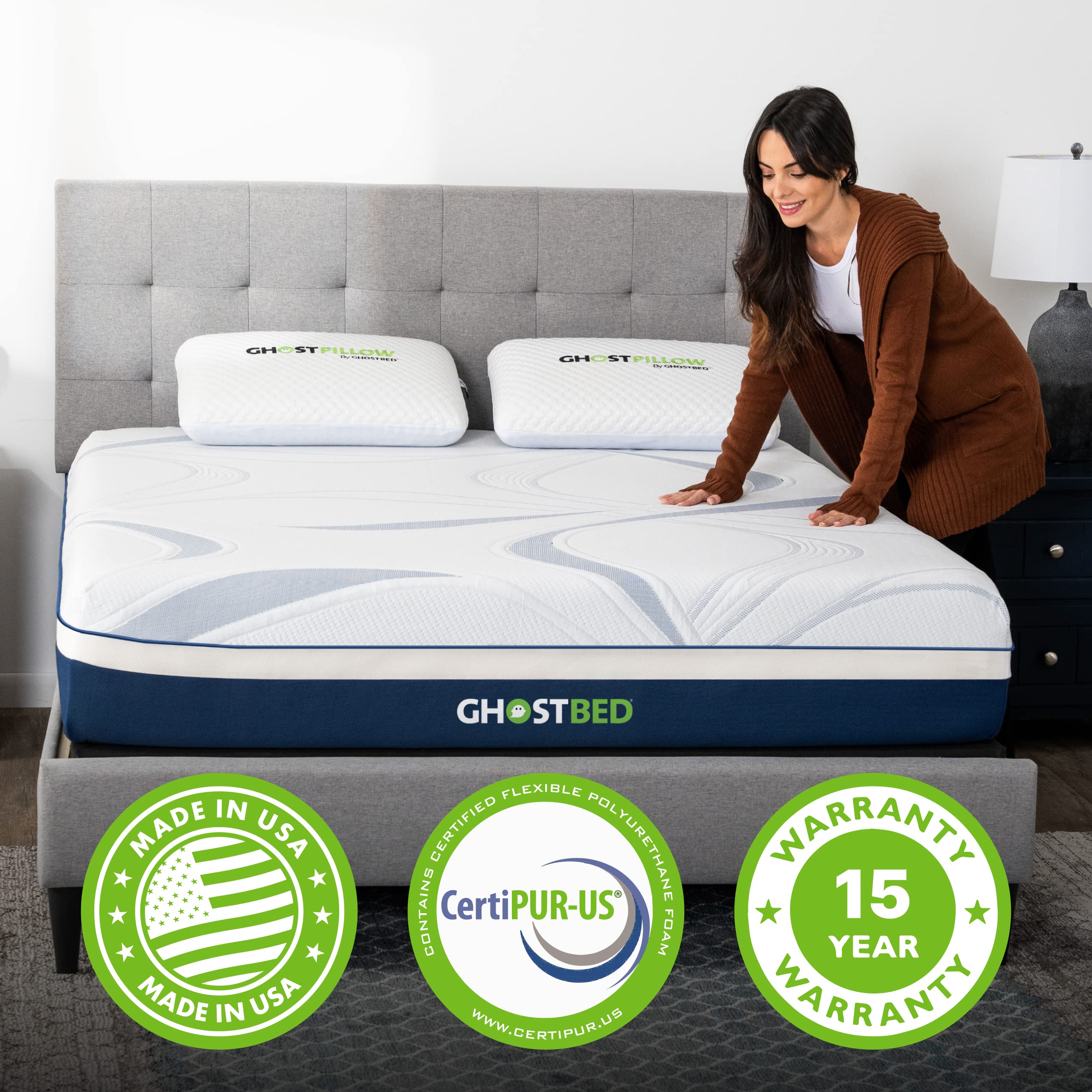 GhostBed Ultimate 10 Inch Mattress - Cool Gel Memory Foam Twin XL Mattress, Medium Firm Feel with Breathable, Cool-to-The-Touch Cover - Made in The USA, CertiPUR-US Certified