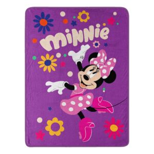 northwest minnie mouse micro raschel throw blanket, 46" x 60", falling flowers