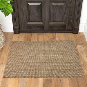 iohouze small area rug 2'x3' washable boho rugs for entryway rubber backing kitchen rugs indoor outdoor doormat throw rug floor carpet for entrance kitchen bathroom, tan/brown