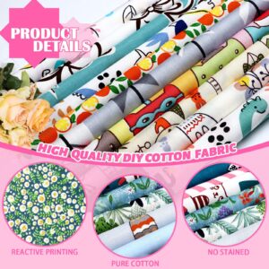 100 Pcs Cotton Fabric Square Patchwork Craft Fabric Scraps Quilting Fat Bundles Flower Animals Cartoon for DIY Sewing Cloths (Lovely, 10 Inch)