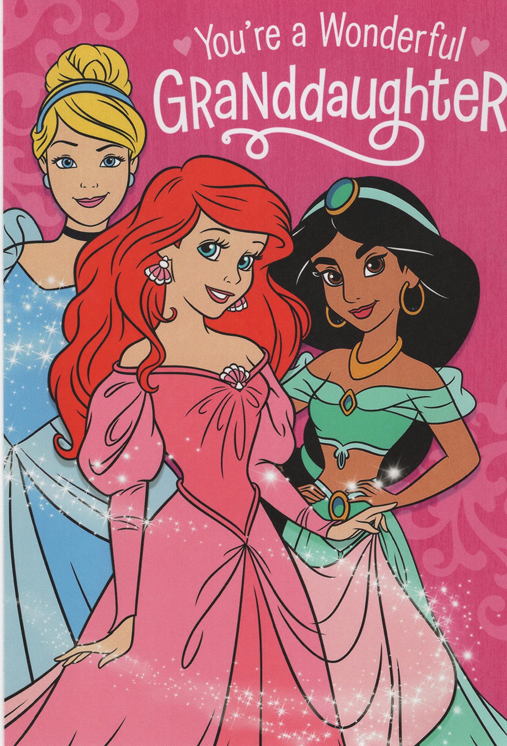 Princess Ariel Jasmine and Cinderella You're a Wonderful Granddaughter Happy Birthday Card