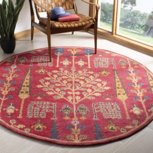 safavieh heritage collection area rug - 9' x 12', red & multi, handmade traditional oriental wool, ideal for high traffic areas in living room, bedroom (hg418q)