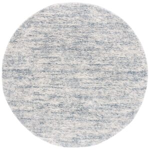 SAFAVIEH Berber Shag Collection Area Rug - 7' Round, Ivory & Light Aqua, 1.2-inch Thick Ideal for High Traffic Areas in Living Room, Bedroom (BER563J)