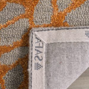 SAFAVIEH Blossom Collection Runner Rug - 2'3" x 6', Grey & Orange, Handmade Wool & Viscose, Ideal for High Traffic Areas in Living Room, Bedroom (BLM695C)