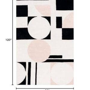 SAFAVIEH Rodeo Drive Collection Area Rug - 8' x 10', Blush & Black, Handmade Mid-Century Modern Abstract Wool, Ideal for High Traffic Areas in Living Room, Bedroom (RD856U)