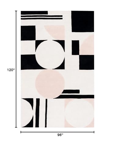 SAFAVIEH Rodeo Drive Collection Area Rug - 8' x 10', Blush & Black, Handmade Mid-Century Modern Abstract Wool, Ideal for High Traffic Areas in Living Room, Bedroom (RD856U)