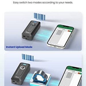 Eyoyo 2D Bluetooth Barcode Scanner Wireless with Clip, 2000mAh Battery with Level Indicator, Portable Mini QR Bar Code Reader for Library Book Inventory Compatible with iPhone, iPad, Android Phone