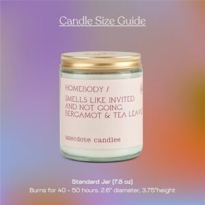 Anecdote Candles ‘Homebody' Coconut Soy Wax Candle Jar | Premium Hand Poured & Long Burning | Bergamot & Tea Leaves Scent | Phthalate-Free | for Home, Office, Gift - 7.8 Oz