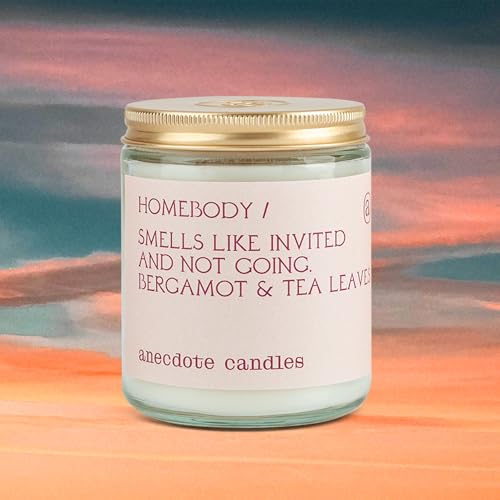 Anecdote Candles ‘Homebody' Coconut Soy Wax Candle Jar | Premium Hand Poured & Long Burning | Bergamot & Tea Leaves Scent | Phthalate-Free | for Home, Office, Gift - 7.8 Oz