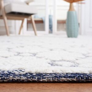 MARTHA STEWART x SAFAVIEH 6' x 9' Ivory/Navy MSR3503N Handmade Contemporary Floral Wool Area Rug