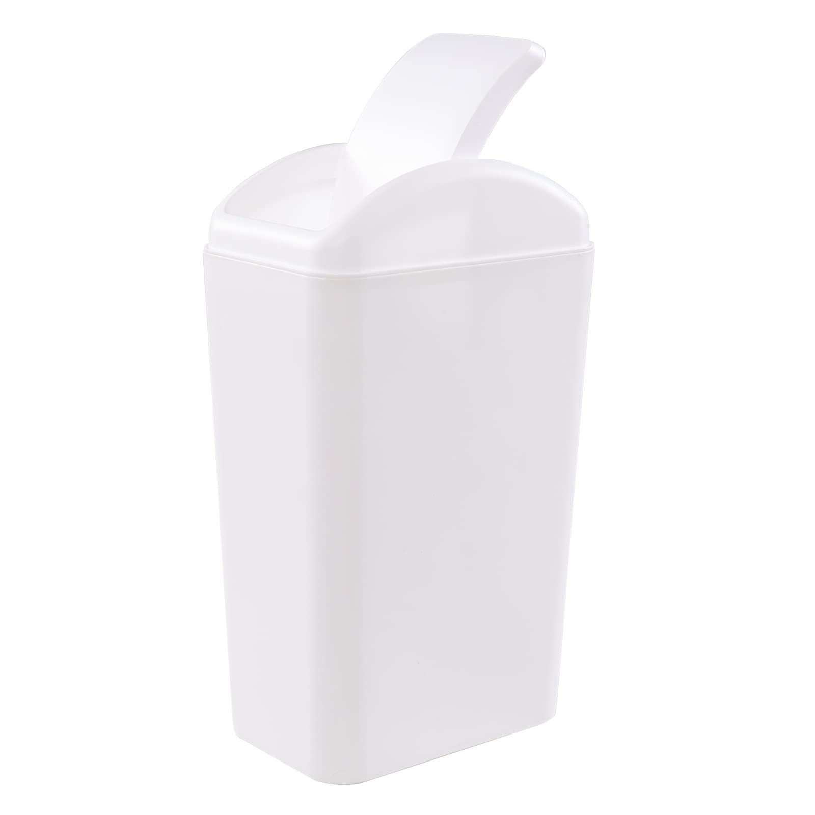 Morcte 3.5 Gallon Plastic Small Garbage Bin with Swing-top Lid, Swing Lid Trash Can, White