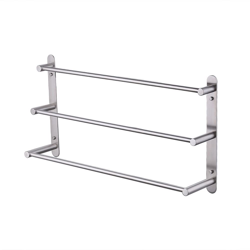 304 Stainless Steel Towel Rack 3-Layer Towel Bar Kitchen Hardware Pendant Bath Towel Rack Drawing Bathroom Towel Hanging Rack Wall Mounted Towel Rack Shower Tidy Hanging Shelf Organizer Bar