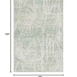 SAFAVIEH Metro Collection Area Rug - 8' x 10', Green & Ivory, Handmade Floral Wool, Ideal for High Traffic Areas in Living Room, Bedroom (MET875Y)