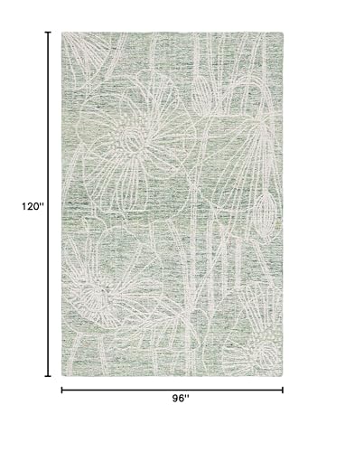 SAFAVIEH Metro Collection Area Rug - 8' x 10', Green & Ivory, Handmade Floral Wool, Ideal for High Traffic Areas in Living Room, Bedroom (MET875Y)