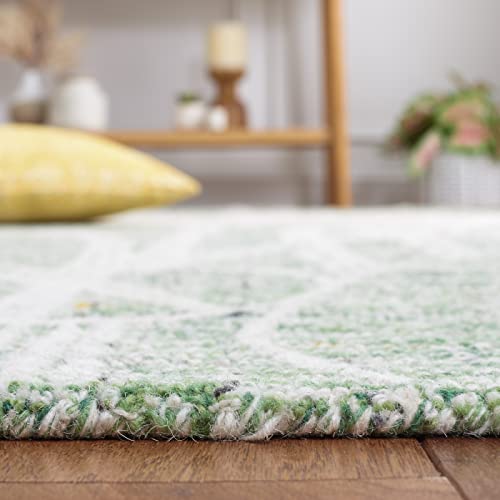 SAFAVIEH Metro Collection Area Rug - 8' x 10', Green & Ivory, Handmade Floral Wool, Ideal for High Traffic Areas in Living Room, Bedroom (MET875Y)