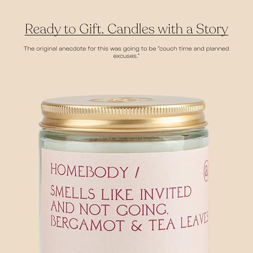 Anecdote Candles ‘Homebody' Coconut Soy Wax Candle Jar | Premium Hand Poured & Long Burning | Bergamot & Tea Leaves Scent | Phthalate-Free | for Home, Office, Gift - 7.8 Oz