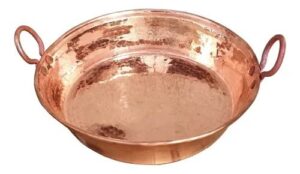 celly party 17" authentic copper original spanish paella and maple syrup pan large heavy duty gauge copper pan paellera de cobre hand hammered made in mexico 100% copper wok jam pan