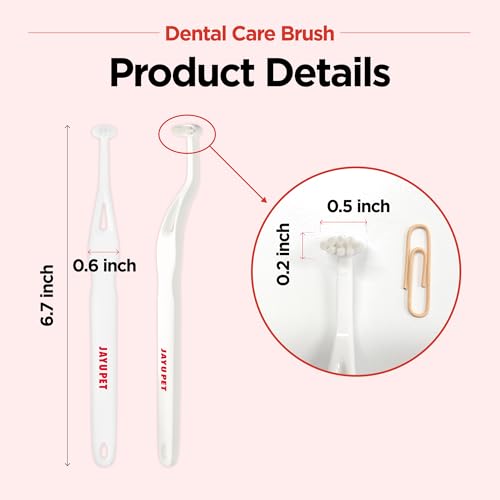 JAYU PET Dental Care Brush (Soft Bristles) 3ea - Toothbrush for Small Dog and Cat with Horizontal Head & Easy Grip Handle