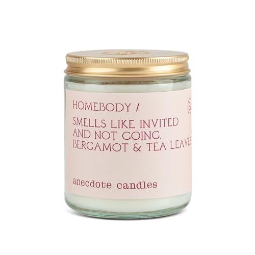 Anecdote Candles ‘Homebody' Coconut Soy Wax Candle Jar | Premium Hand Poured & Long Burning | Bergamot & Tea Leaves Scent | Phthalate-Free | for Home, Office, Gift - 7.8 Oz