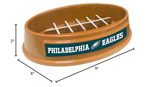 NFL Super-Bowl - Philadelphia Eagles Slow Feeder Dog Bowl. Football Design Slow Feeding Cat Bowl for Healthy Digestion. Non-Slip Pet Bowl for Large & Small Dogs & Cats