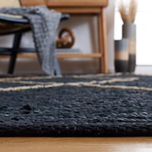 SAFAVIEH Vintage Leather Collection Accent Rug - 4' x 6', Black & Natural, Handmade Modern Rustic Boho, Ideal for High Traffic Areas in Entryway, Living Room, Bedroom (VTL802Z)