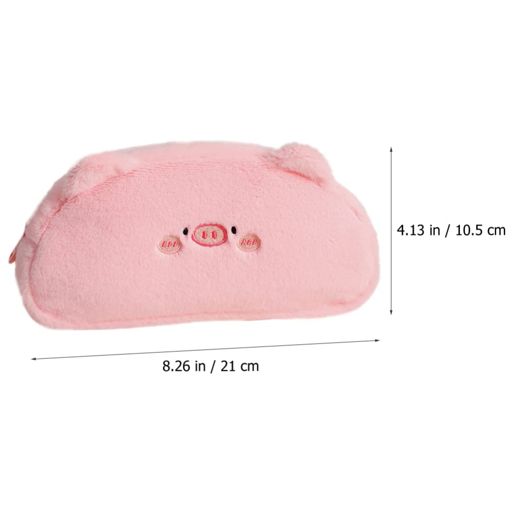 NUOBESTY Plush Pencil Case Anti-scratch Pen Case Plush Pencil Bag Zip Storage Bags Cute Makeup Bag Makeup Brush Bag Pen Storage Bag Convenient Pencil Bag Girl Decorate Pink