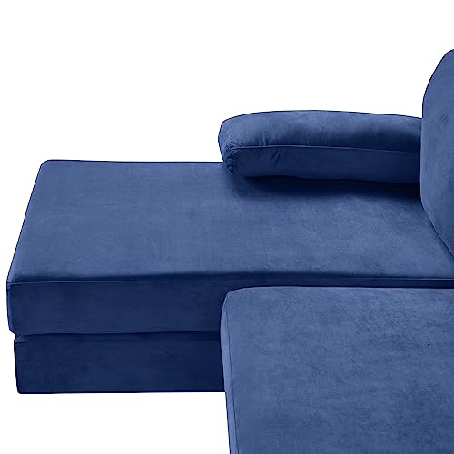 Casa Andrea Milano Modern Velvet Fabric Sectional Sofa, L-Shape Couch with Extra Wide Chaise Lounge